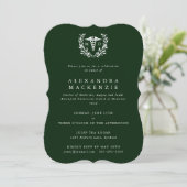 Invitation Diplôme en verdure foncée MD Caduceus+Laurel Wreat (Debout devant)
