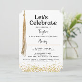 Invitation Diplôme et Anniversaire Célébration Conjointe Or N (Debout devant)