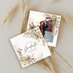 Invitation Diplômé favor pampas eucalyptus élégant photo