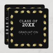 Invitation diplôme / fête de diplôme noir (Devant / Derrière)