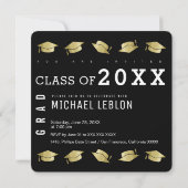 Invitation diplôme / fête de diplôme noir (Dos)