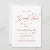 Invitation Diplômé Feuille Rose Or Classique Photo de Script (Dos)