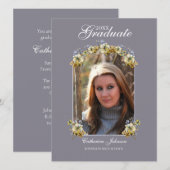 Invitation Diplôme Floral de Pervenche Arqué (Devant / Derrière)