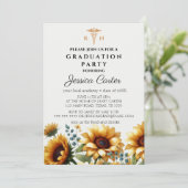 Invitation Diplôme floral Infirmière tournesol Typographie (Debout devant)