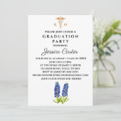 Invitation Diplôme Floral Infirmière Typographie Bluebonnets (Debout devant)