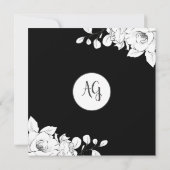 Invitation Diplôme Floral Noir Et Blanc (Dos)