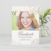 Invitation Diplôme Floral Or et Blanc (Debout devant)