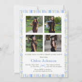 Invitation Diplôme Floral Ruban Bleu (Dos)