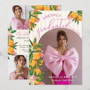 Invitation Diplômé Frais D'été Orange Citrus Floral Grad