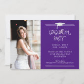 Invitation Diplômé Lettré à la main | Purple modifiable | 4-P (Dos)