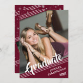 Invitation Diplômé, lignes et étoiles | Couleur modifiable | (Devant / Derrière)