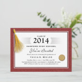 Invitation Diplôme Maroon Red Border & Gold Tassel (Debout devant)