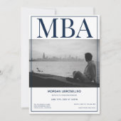 Invitation Diplôme MBA Bleu Bleu Photo Party Graduation (Devant)