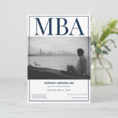 Invitation Diplôme MBA Bleu Bleu Photo Party Graduation (Debout devant)