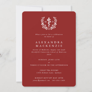 Invitation Diplôme MD Asclépios + Couronne de Laurier