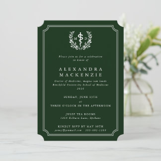 Invitation Diplôme MD Asclepius + Couronne de Laurier