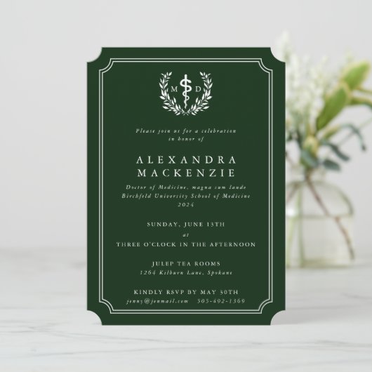 Invitation Diplôme MD Asclepius + Couronne de Laurier (Debout devant)