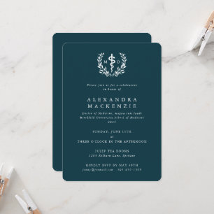 Invitation Diplôme Médecine Asclepius + Couronne de Laurier