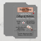 Invitation Diplômé Médicale à la mode mignon d'école (Devant / Derrière)