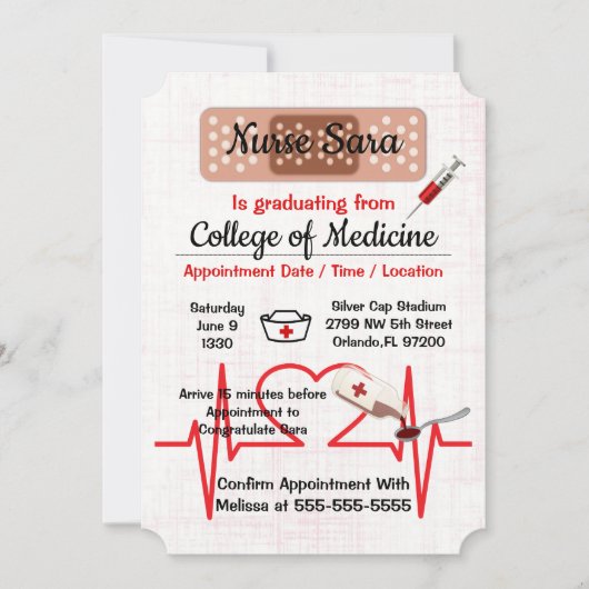 Invitation Diplômé Médicale à la mode mignon d'école (Devant)