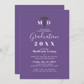 Invitation Diplôme Médicale de l'école Caduceus Purple Script (Devant / Derrière)