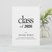 Invitation Diplôme Minimaliste Blanc avec Photo (Debout devant)