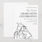 Invitation Diplôme minimaliste d'art linéaire (Devant / Derrière)