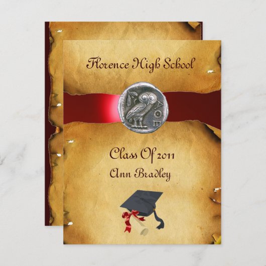 INVITATION DIPLÔME MODÈLE PHOTO SILVER OWL (Devant / Derrière)