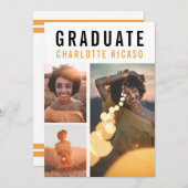 Invitation Diplôme Moderne 3 Photo Collage Personnalisé (Devant / Derrière)