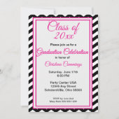 Invitation Diplôme Moderne avec Écriture Rose et Bordure Chev (Devant)