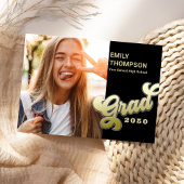 Invitation Diplômé Moderne Design Rétro Grand Or