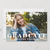 Invitation Diplômé Moderne Deux Photo Simple Typographie (Devant)