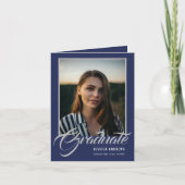 Invitation Diplômé Moderne Editable Photo Bleu | Graduation (Devant)