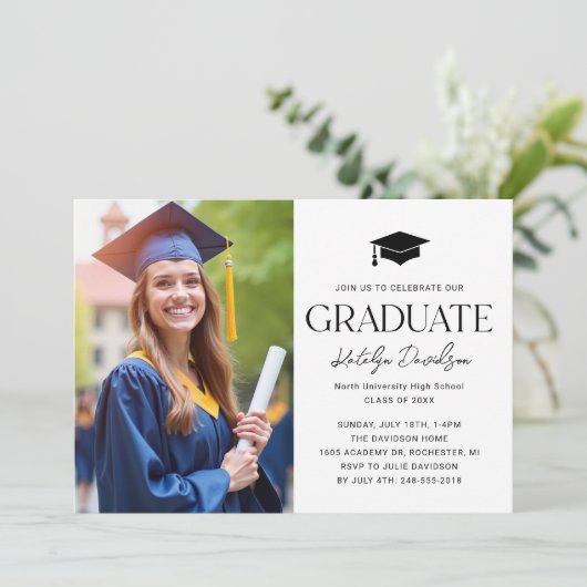 Invitation Diplômé moderne en photo (Debout devant)