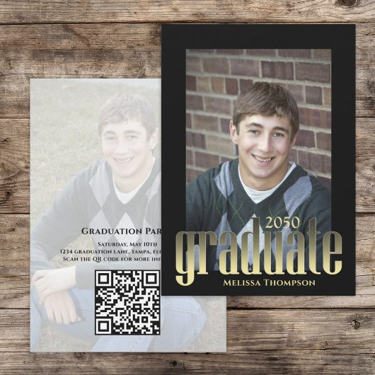 Invitation Diplômé Moderne Simple Or Stylish Typographie