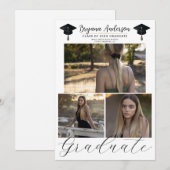 Invitation Diplômé Moderne Tendance 3 Photo de Graduation  (Devant / Derrière)