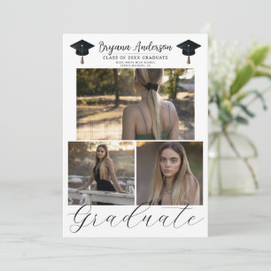 Invitation Diplômé Moderne Tendance 3 Photo de Graduation 