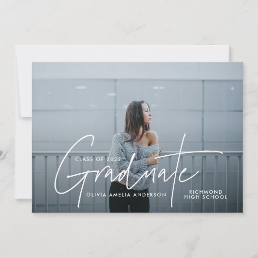 Invitation Diplôme moderne typographie de script photo élégan (Devant)