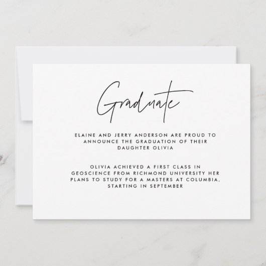 Invitation Diplôme moderne typographie de script photo élégan (Dos)