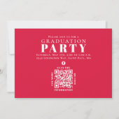 Invitation Diplômé Multiphoto Collage Crimson Code QR rouge (Dos)