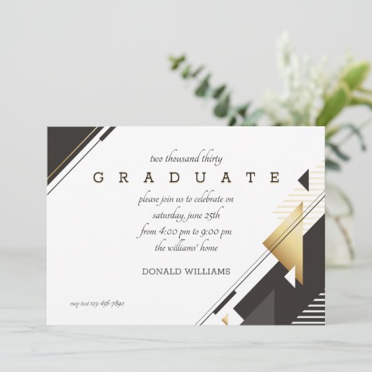 Invitation Diplôme noir et blanc (Debout devant)