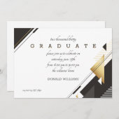 Invitation Diplôme noir et blanc (Devant / Derrière)