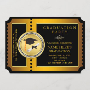 Invitation Diplôme noir et or Collège remise des diplômes