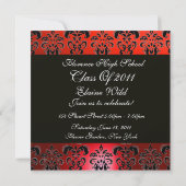 Invitation DIPLÔME NOIR ROUGE DAMASK MONOGRAM champagne (Dos)