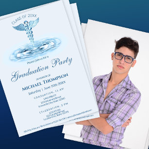 Invitation Diplôme Ondulations d'Eau Bleue Médicale Photo