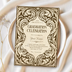 Invitation Diplômé orné vintage