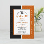 Invitation DIPLÔMÉ Personnalisé Orange noir (Debout devant)