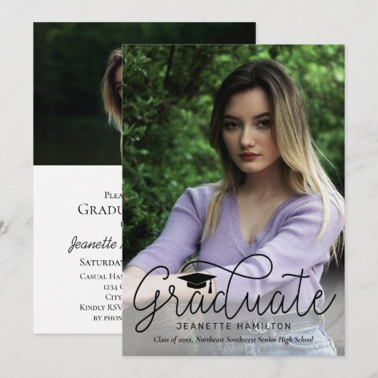 Invitation Diplôme photo avant/arrière de script perdu (Devant / Derrière)