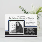 Invitation Diplôme photo / Bleu (Debout devant)