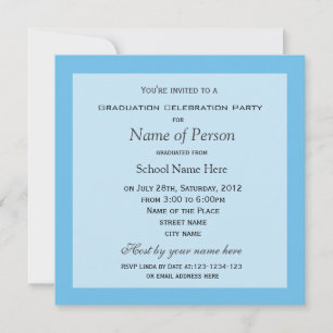 Invitation Diplôme photo bleu clair, simple et élégant